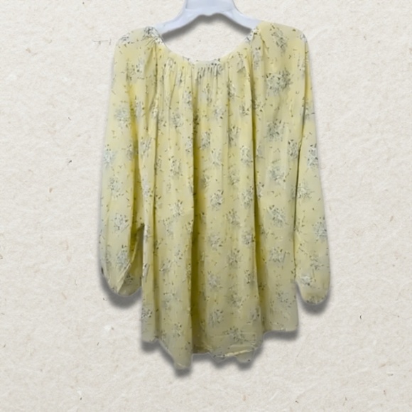 Blouse Chaps Flowy Floral Print Breathable Relaxed Fit Lightweight Yellow W 3X - Picture 2 of 5